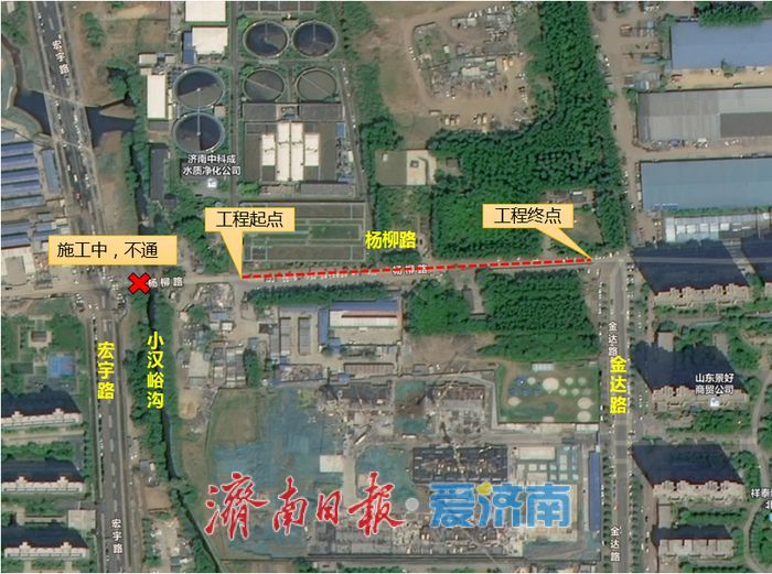 济南杨柳路(宏宇路-金达路)3月29日进行热力施工 绕行方案看这里！