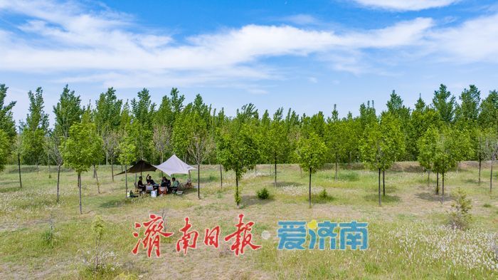 蓝天碧水帐篷朵朵，济南玉清湖畔“五一”假期人气旺