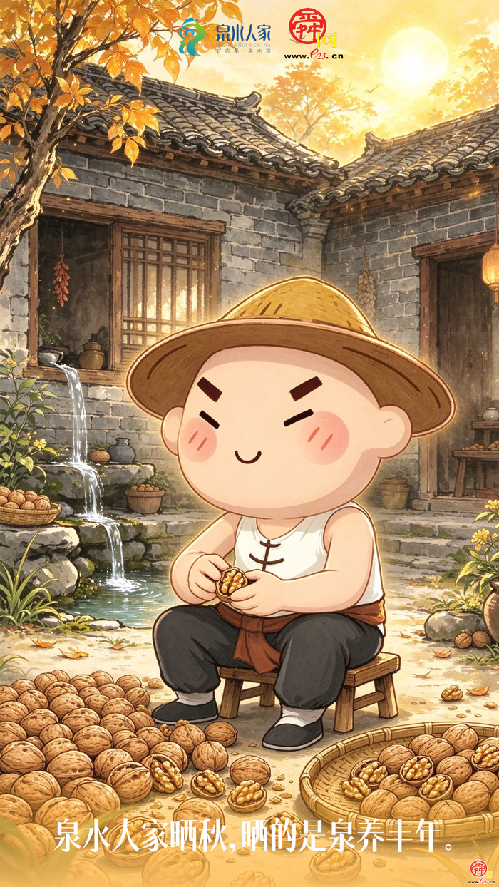 AI创意海报｜中秋，泉水人家晒了一院子的团圆