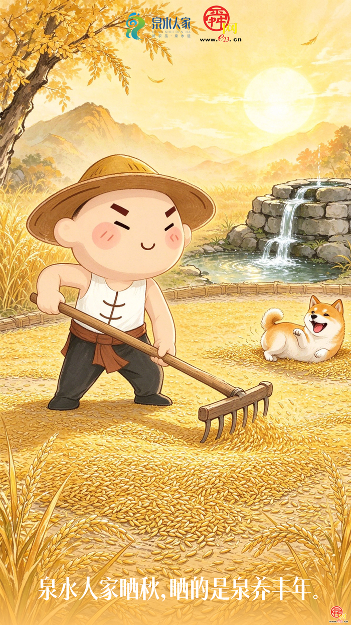 AI创意海报｜中秋，泉水人家晒了一院子的团圆