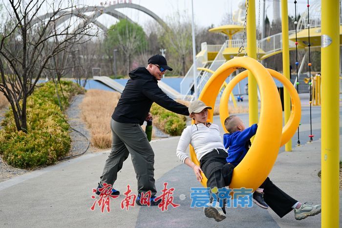 黄河畔新添遛娃踏春好去处 济南丁太鲁绿带公园成春日亲子乐园