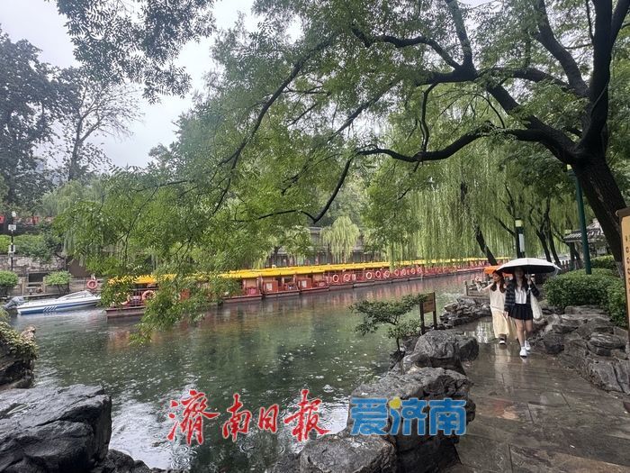 一年四季 泉在济南丨“不是江南胜似江南”，济南护城河畔雨中尽显诗意