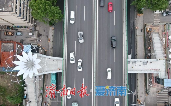 项目强省会｜“玉兰花”装饰造型亮相，二环东路新建过街天桥别具风格