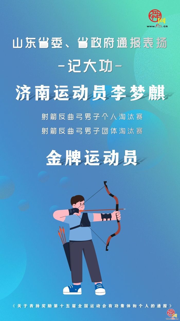 山东省委、省政府通报表扬！济南运动员李梦麒、教练员靖相青获记大功，济南市体育局获通报表扬