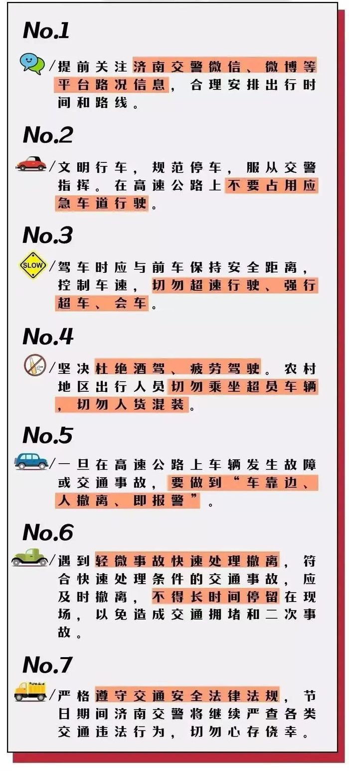 济南交警发布假期出行预警：高速流量“首尾集中” 这些地段交通流量较大