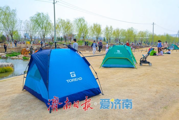 一年四季 泉在济南丨春拂白泉 草坪露营放风筝解锁市民春日休闲新场景