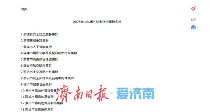 13家！2025年山东省先进制造业集群名单公示