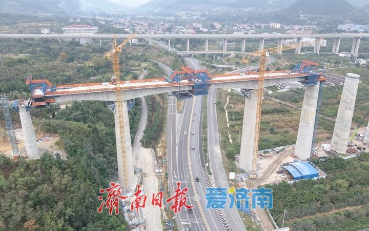 济枣高铁南部山区317省道高架段连续梁即将合龙