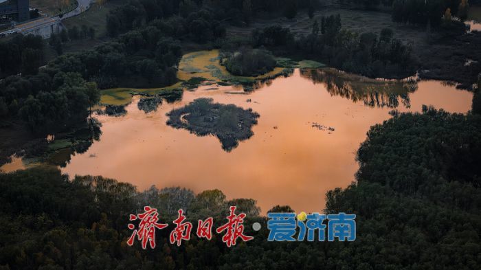 济南玉符河秋日生态日落交织，演绎自然诗意之美