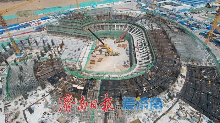 雏形已显！济南黄河体育中心体育馆、游泳馆项目施工正酣