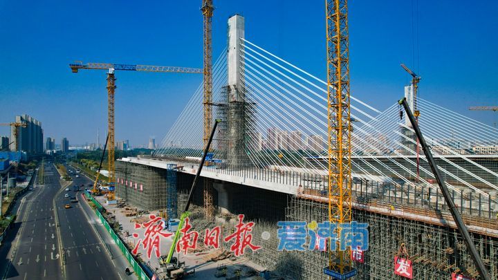 项目强省会｜斜拉索全部完成 济南开源路转体斜拉桥进入转体倒计时
