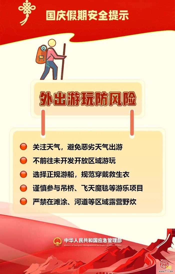 国庆假期安全提示：这些安全风险不容忽视