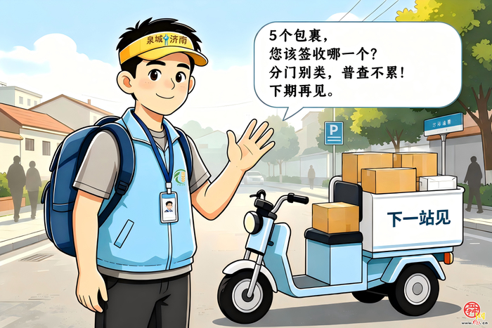 漫画《“济小普”话“四农普”》第3期：来收“包裹”啦，普查“五张表”一目了然！