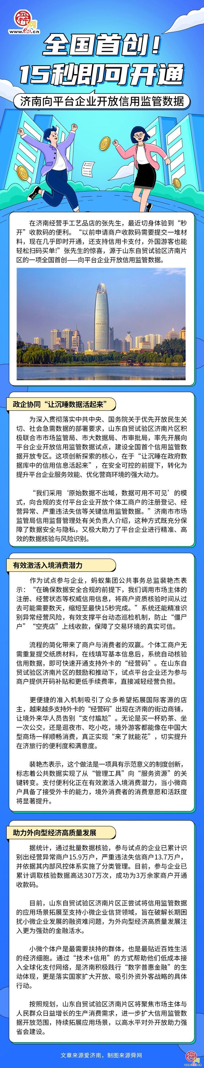 一图读懂｜全国首创！15秒即可开通，济南向平台企业开放信用监管数据