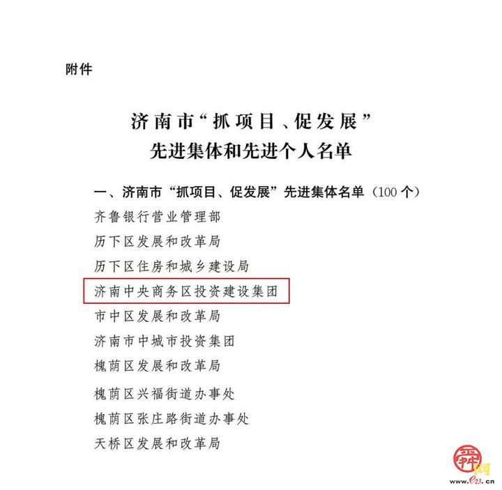 以实干实绩赋能强省会建设 济南中央商务区集团荣膺全市“抓项目、促发展”先进集体