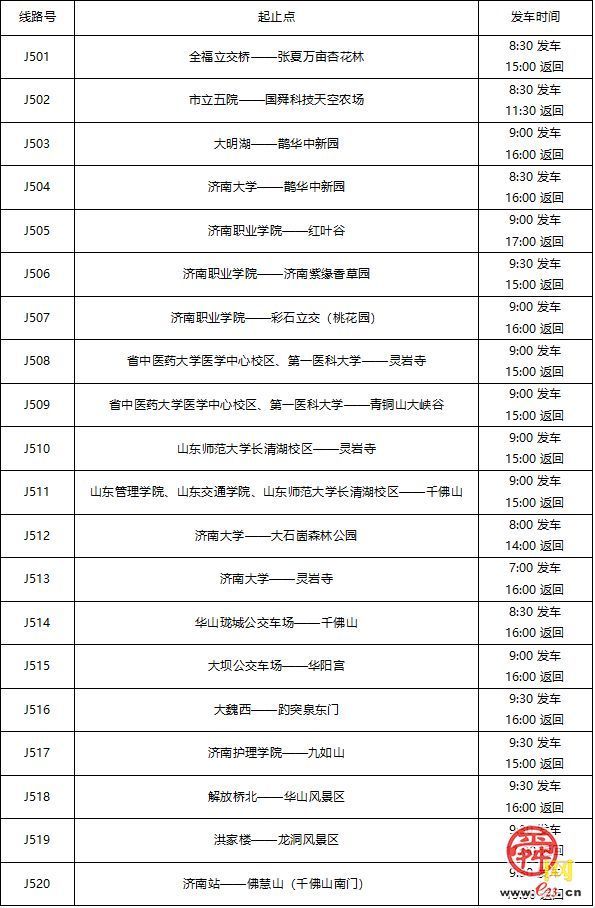 济南公交20条定制专线邀您一起去踏青