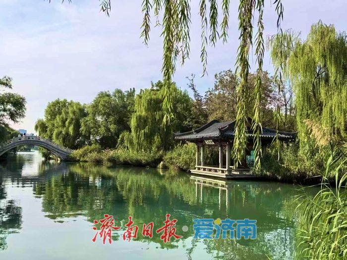 秋染大明湖：天蓝水碧绘就泉城诗意画卷