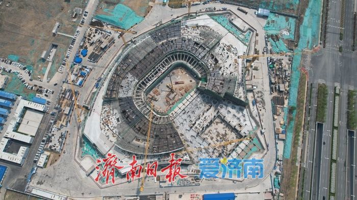 雏形已显！济南黄河体育中心体育馆、游泳馆项目施工正酣