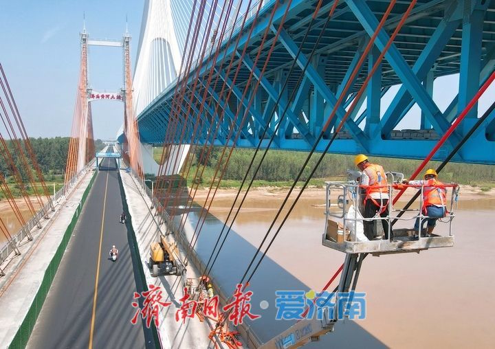 济南黄河大桥老桥斜拉索维修启动