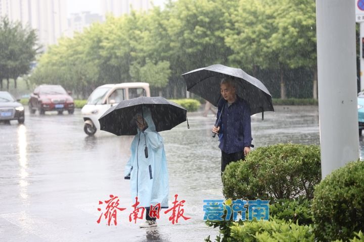 细雨润泉城 伞花伴童归