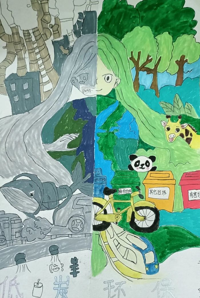 　　画出你心中的绿色！高新区丰奥嘉园小学举行环保宣传活动