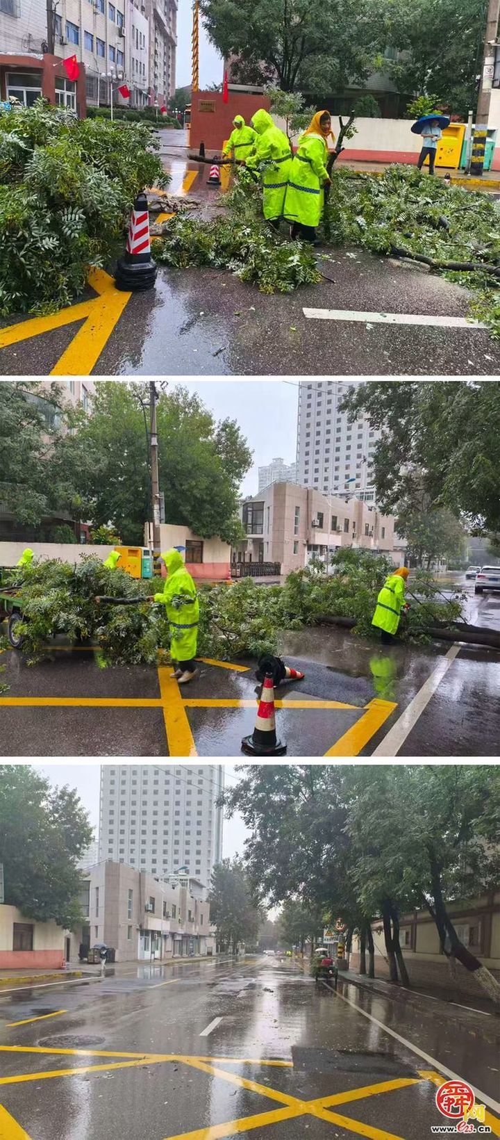 济南园林人雨中奋战，守护假日泉城