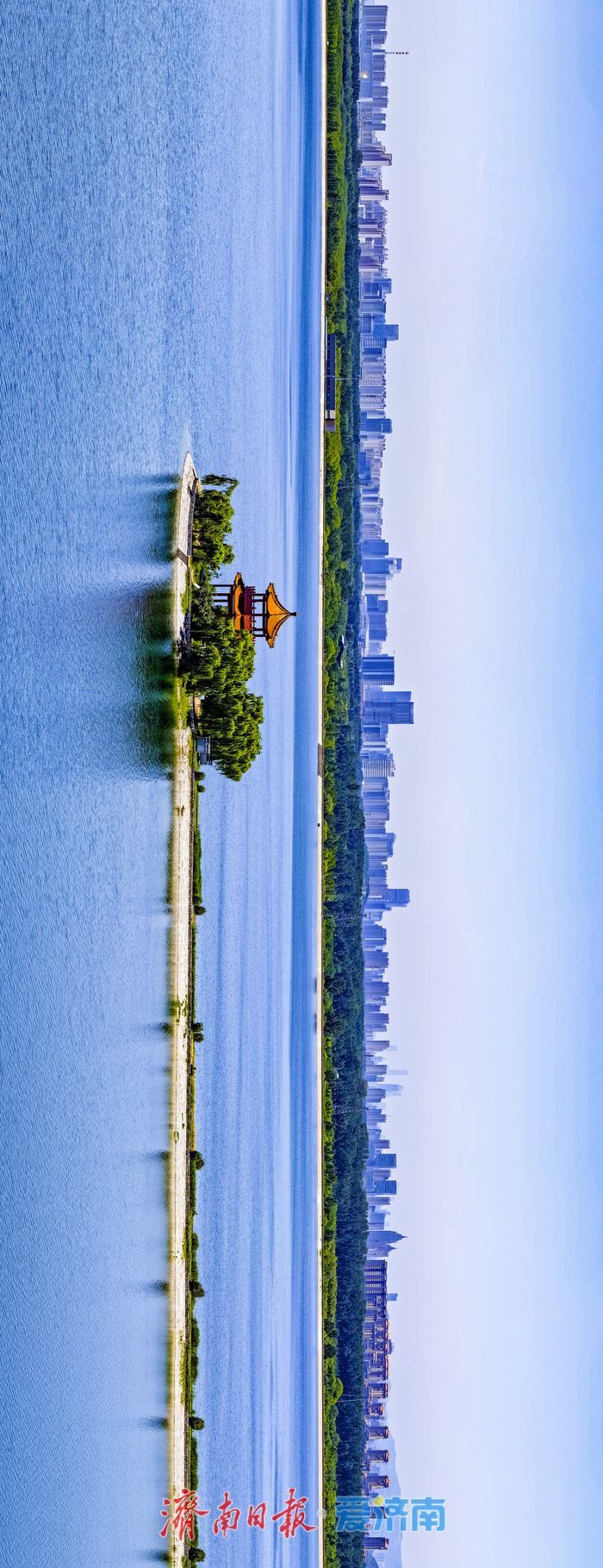 久雨初晴景致佳 济南玉清湖上演绝美水天一色画卷