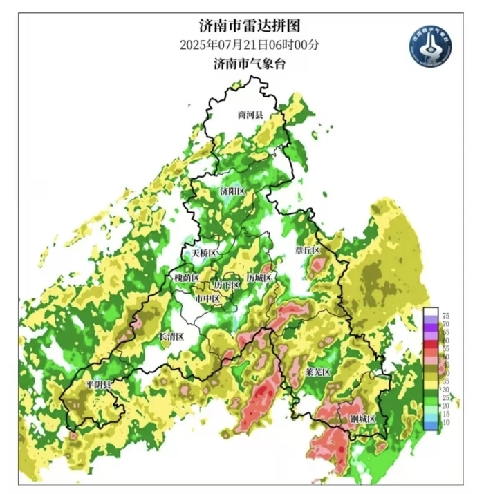 一觉醒来济南81个测站雨量达暴雨量级，8个测站大暴雨