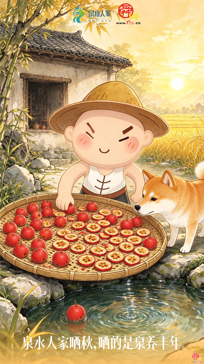 AI创意海报｜中秋，泉水人家晒了一院子的团圆