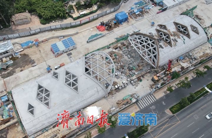 项目强省会｜济南轨交4号线最“浅”车站地上站厅层结构框架全部显现
