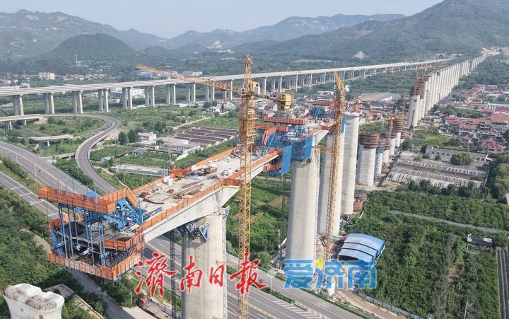 项目强省会｜济枣高铁南部山区317省道高架段连续梁冲刺“合龙”