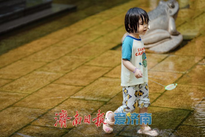 一年四季 泉在济南丨五龙潭变身“天然水空调” ，孩子们亲泉戏水尽享清凉