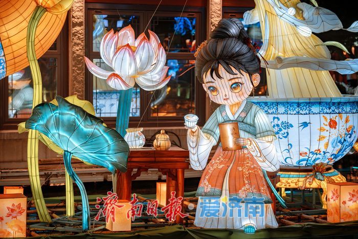 先睹为快！济南第45届天下第一泉迎春花灯会试亮灯