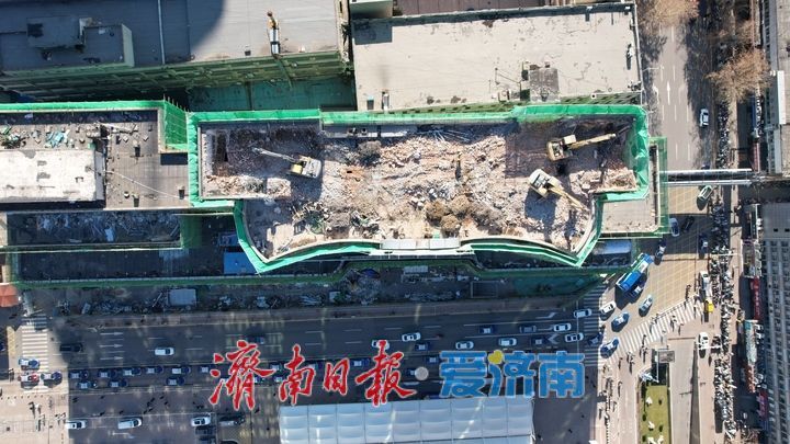 济南天龙大厦拆除工程提速 火车站枢纽建设迎新进展