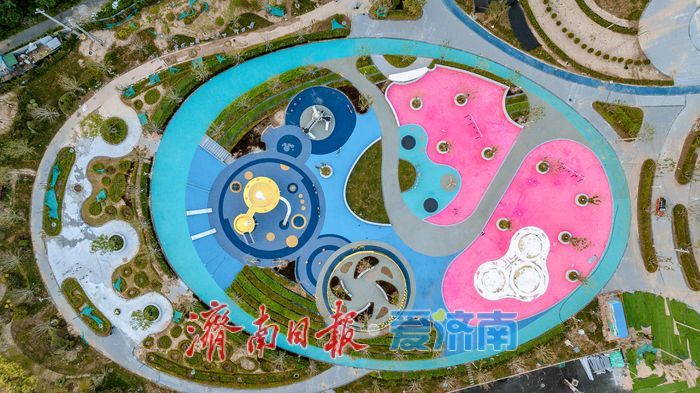 济南建邦大桥南岸添新景 五彩公园点亮市民休闲生活