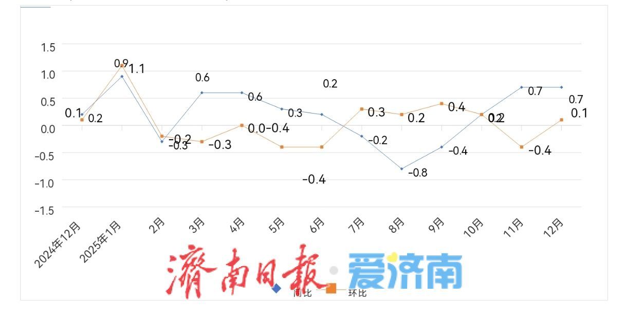 济南2025年12月居民消费价格同比上涨0.7%