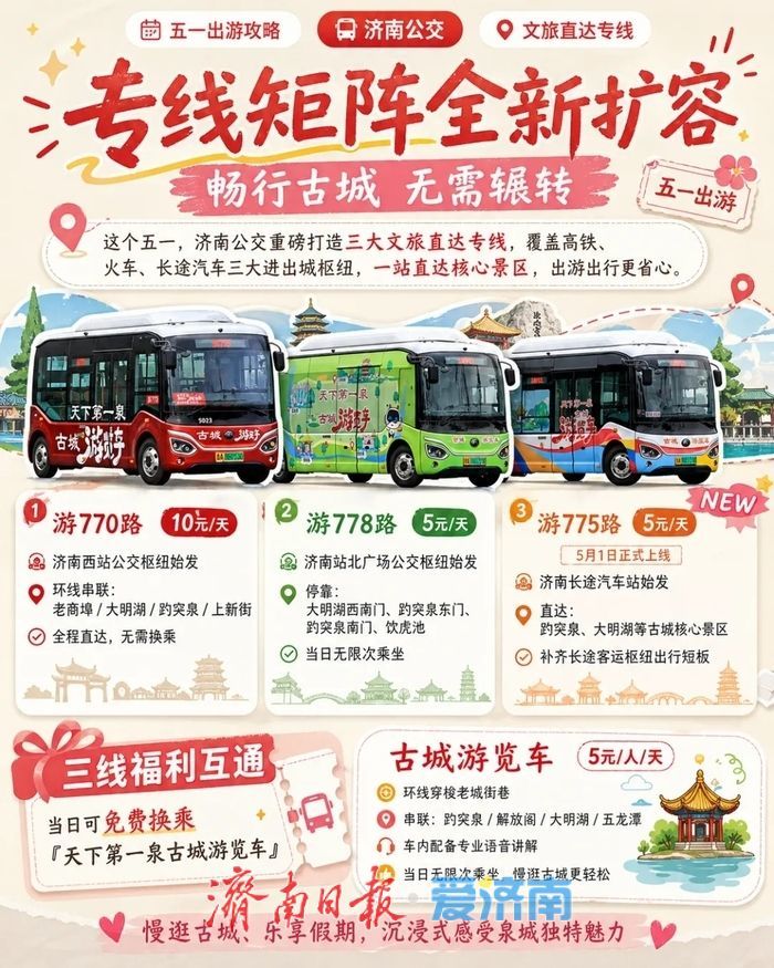 济南公交文旅专线扩容升级 一张车票为您解锁最美泉城