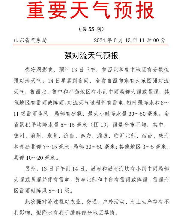 局部冰雹+11级阵风！山东发布强对流天气预报