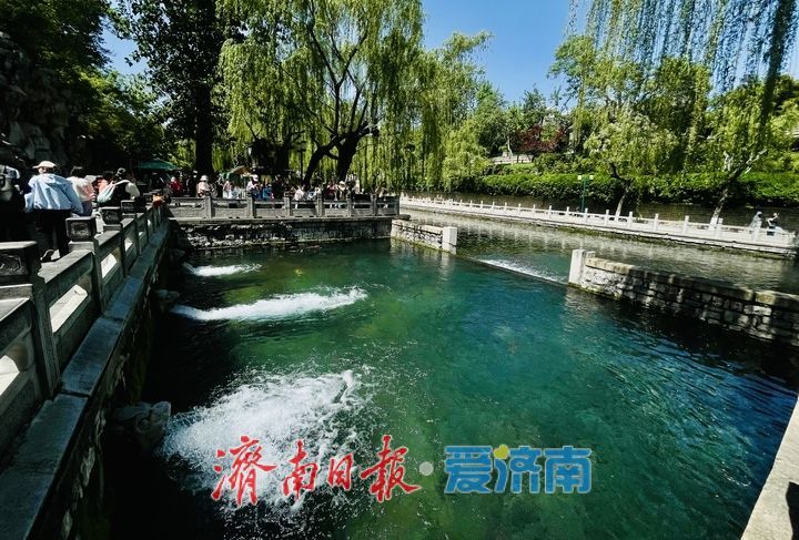 一年四季 泉在济南｜雨后黑虎泉：蓝天映碧水 虎啸愈欢腾