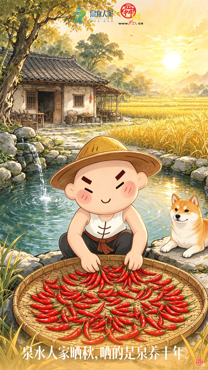 AI创意海报｜中秋，泉水人家晒了一院子的团圆