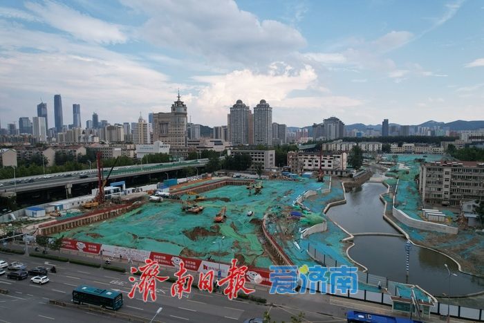 项目强省会｜济南都市圈首家京东MALL进入基坑土方施工，全福河景观提升工程雏形初现