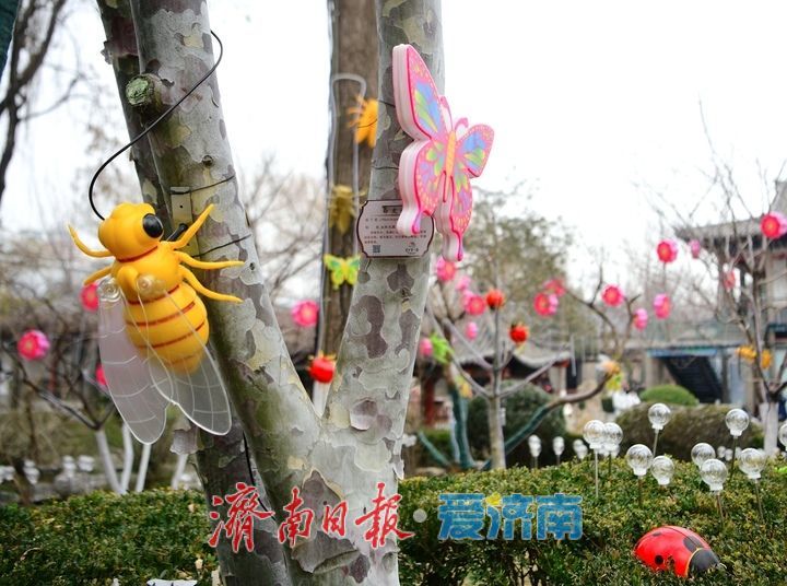 济南天下第一泉迎春花灯会进入安装阶段，园区渐展“奇幻”容颜