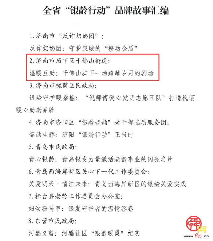 入选省级名单！千佛山街道“银龄行动” 成实践样本