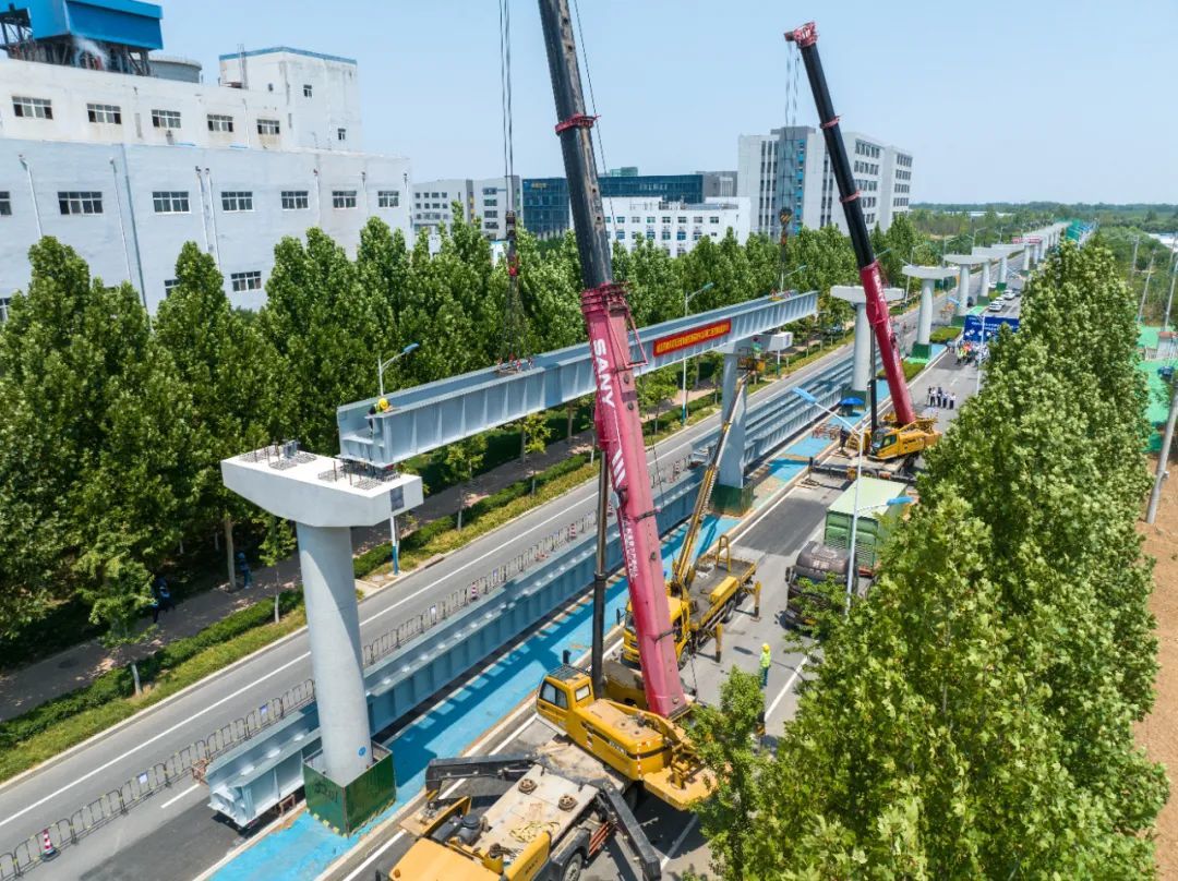 项目强省会｜济南低运量轨道交通高新东区环线工程开始架梁