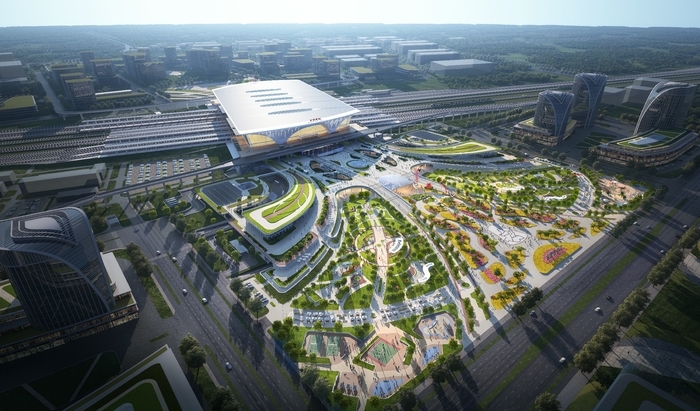 山东东营高铁南站新进展：站前广场项目首件墩柱顺利浇筑完成