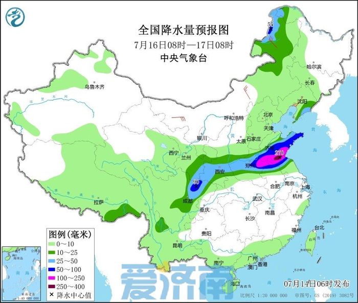 未来一周，济南南部有大到暴雨、局部大暴雨并伴有雷电