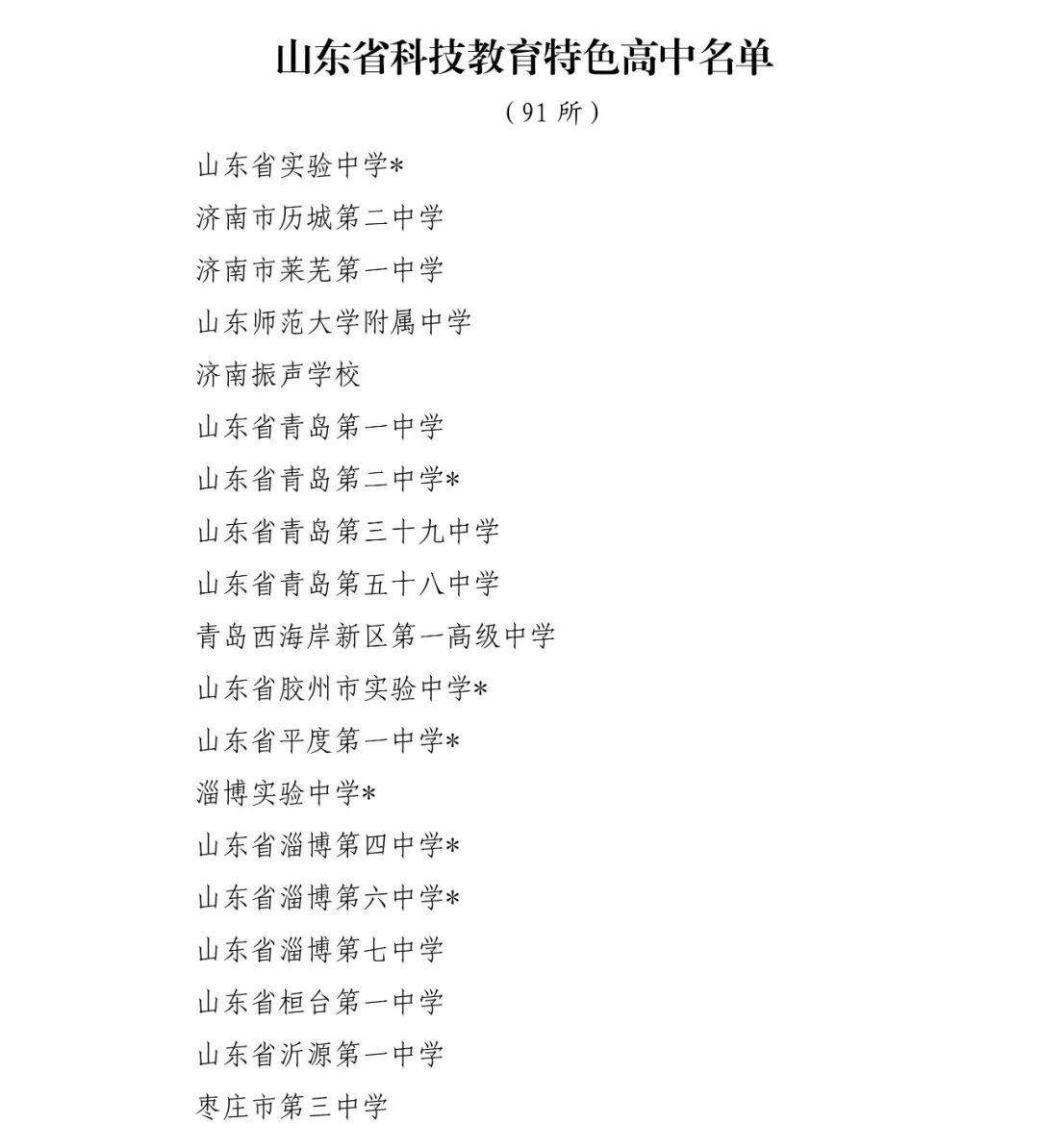 山东确定91所学校为省科技教育特色高中