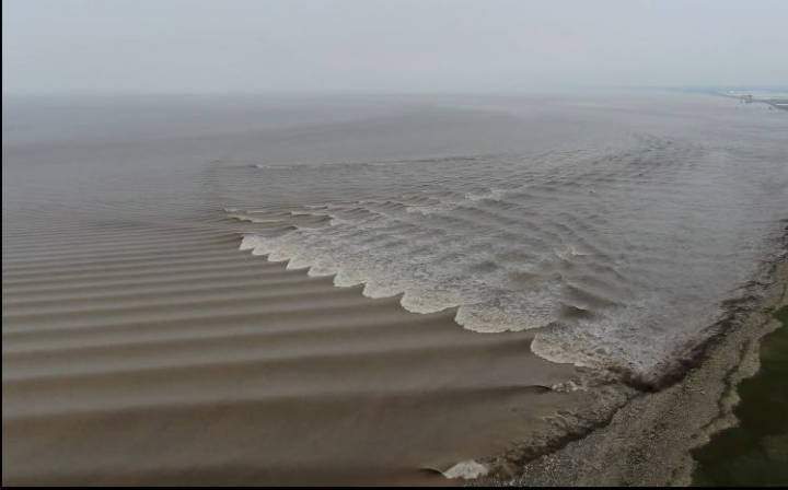 震撼！钱塘江惊现罕见的“蝴蝶潮” 交叉潮、鱼鳞潮走红