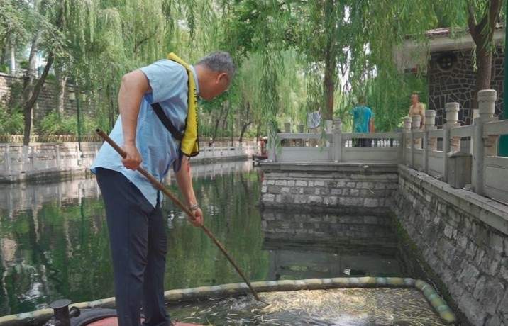 济南护城河“美容师”：一船一杆守护“一池清水”