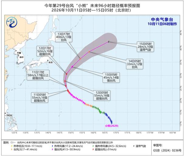 “小熊”加强为超强台风级 未来对我国海域无影响